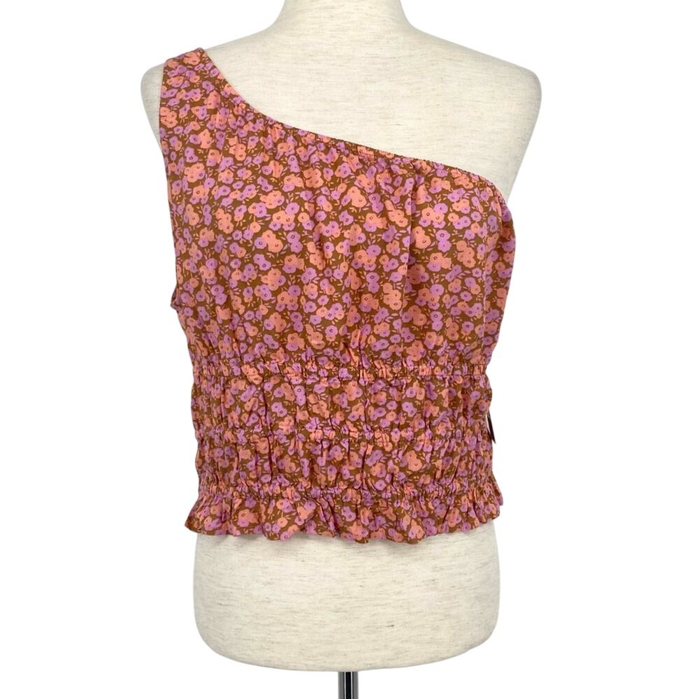 BP NWT Pink and Tan Floral One Shoulder Crop Top Plus Size 1X Casual Summer